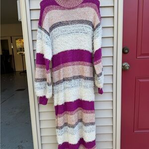 Free People Multicolor Striped Long Sleeve Dress